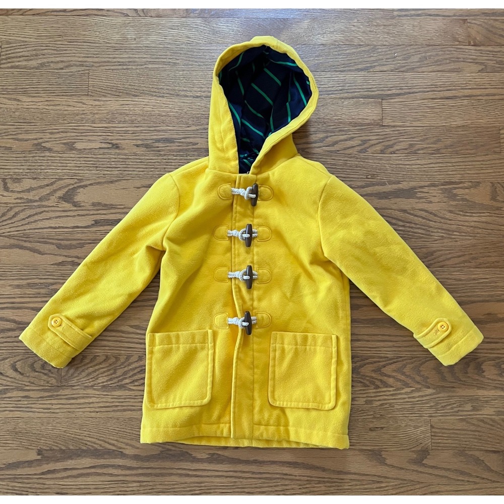 Rowing Blazers Kids Yellow Fleece Duffle Pea Coat Toggle Hooded Jacket XS 4/5